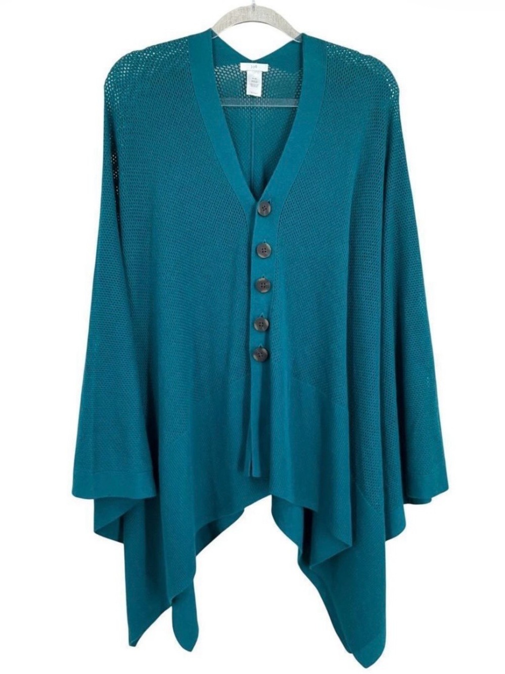 J. Jill Teal Button-Front Knit Poncho